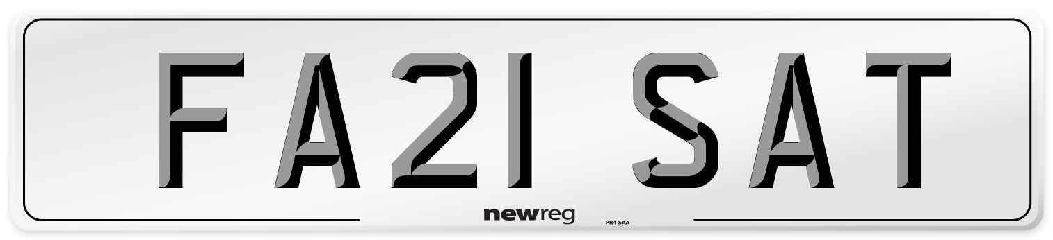 FA21 SAT Number Plate from New Reg
